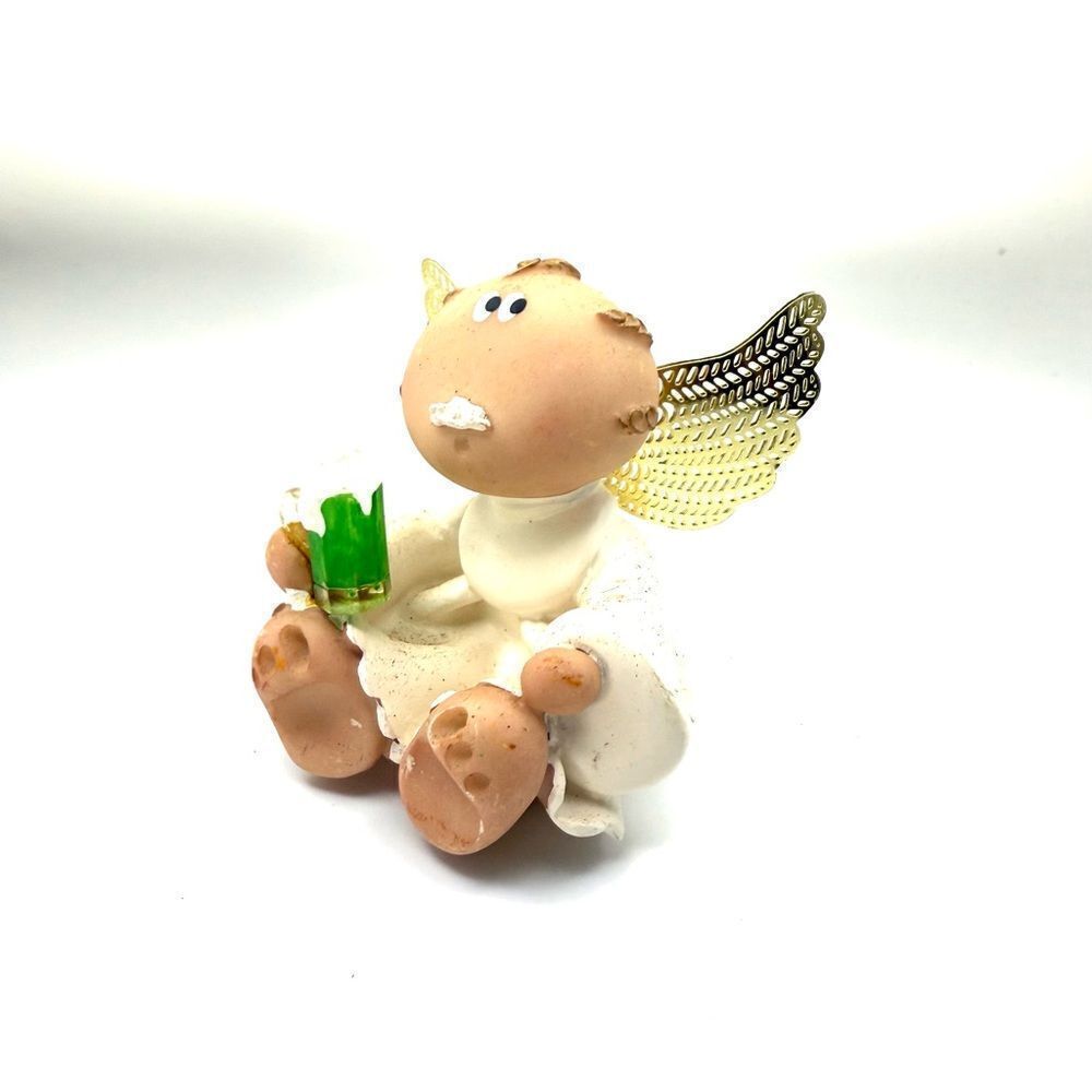 Vintage angel cheeks green beer mustache figure Christmas